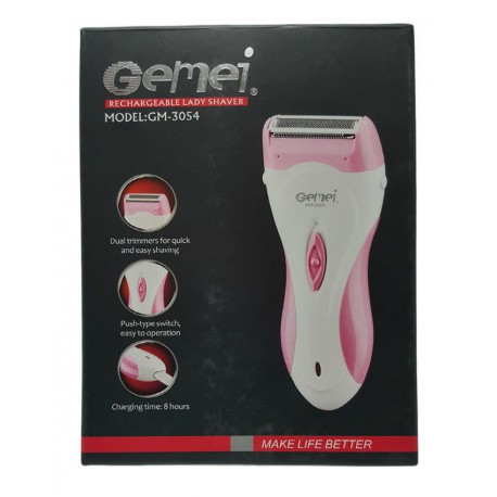 Gemei GM-3054 - Електричний епілятор з акумуляторною батареєю Шейвер - Рожевий & Білий