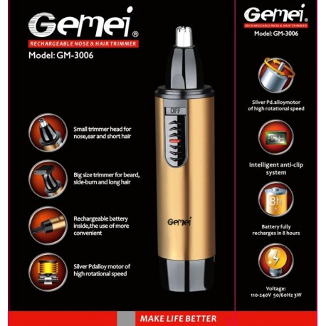 Триммер для носа і вух Gemei GM 3006 2 в 1