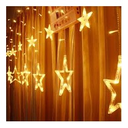 Festoon LED Curtain Starfall 2.5meter 138LED 12 зірок 220V Теплий білий