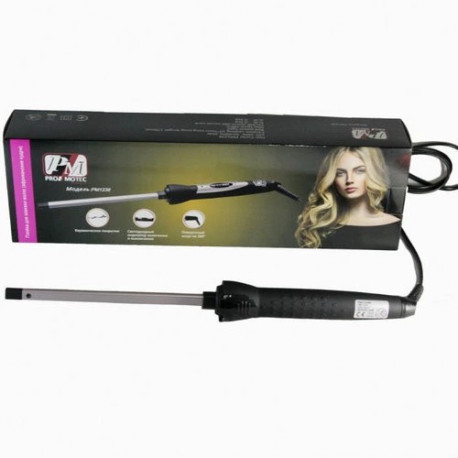Професійна конусна плойка для афро кучерів із затискачем Promotec PM-1237 Pro Чорний