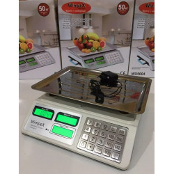 Весы торговые Wimpex WX-5004 до 50 кг с металлическими кнопками на батарейках Серебристые