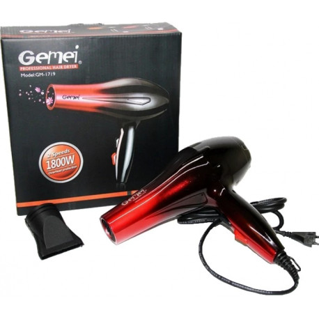 Фен для волосся Gemei GM-1719 1800 Вт - Професійний фен для укладання та сушіння волосся (Червоний)
