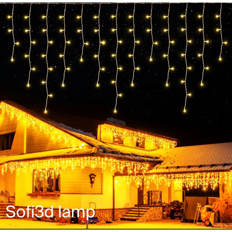Уличная Гирлянда Бахрома 5х0,7м. мерцание 120Led тепло білий
