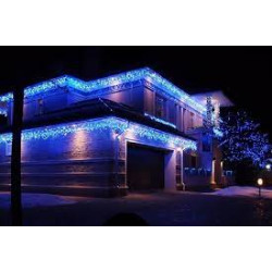 Вулична гірлянда бахрома 240 Led 10 м 0,7см чорний провід колір синій