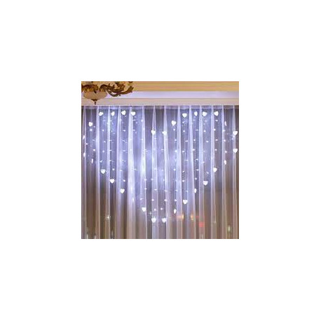 Гирлянда штора сердце 138 LED 3х2 м светодиодный занавес с фигурками в форме сердца холодный белый