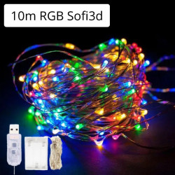 гірлянда роса на батарейках+USB роз’єм 100 LED 10м +USB, rgb