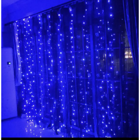 Світлодіодна гірлянда штора curtain крапля роси 3*3 метра 300 led c пультом синя Blue sofi3d