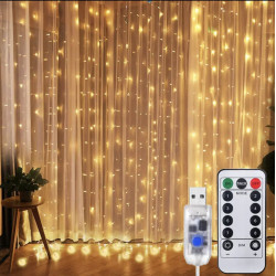 Світлодіодна гірлянда штора curtain крапля роси 3*3 метра 300 led Тепло белый sofi3d