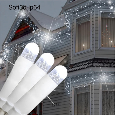 уличная БАХРОМА 100 LED+FLASH 5м*0,7м, білий каучук 3.3мм, белый цвет