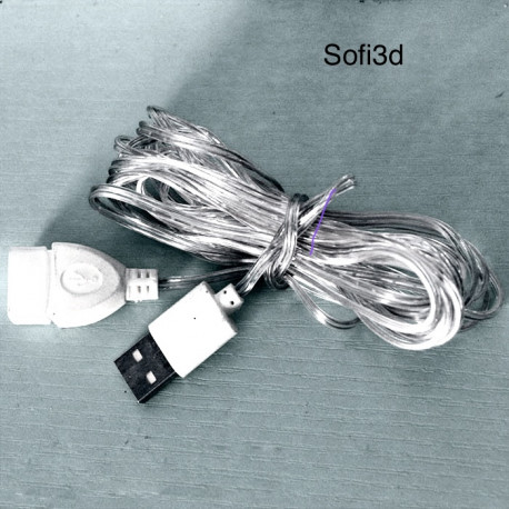 Прозрачный удлинитель USB, для светодиодных гирлянд 5M