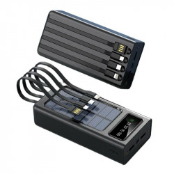 Power Bank Solar 30000mAh. повербанк 4 в 1 с солнечной панелью, экраном, фонариком White