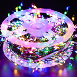Гірлянда мішура на ялинку "Роса" 40м, з пультом, 1200 LED, від USB RGB