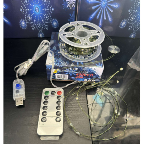 Світлодіодна гірлянда нитка "Роса" 40 м, 400 LED білий
