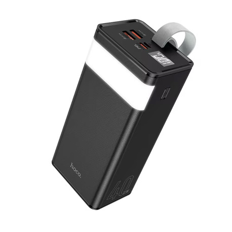Power Bank повербанк із ліхтарем Hoco 50000MAH потужний 2 USB, USB-C, Micro-USB/Type-C, швидка зарядка Quick Charge Чорний