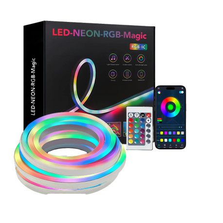 Умная неоновая лента RGB от USB, 5м, с Bluetooth Пульт Гибкая лента светодиодная / Гибкий неон