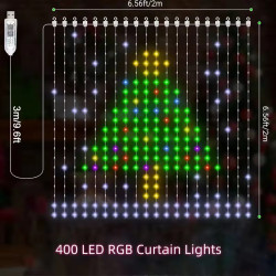 Розумна гірлянда Smart штора 400 LED 3*3 м з керуванням зі смартфона, мультиколор