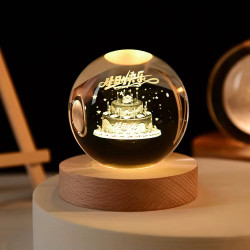 Ночник декоративный 3D хрустальный шар Девочка на орбите с led подсветкой