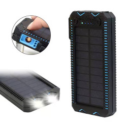 Павербанк на солнечной батарее 20000mAh Solar Power Bank 2 USB, с фонариком и зажигалкой для сигарет