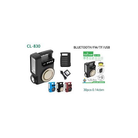 Портативна станція для заряджання CL 830 із сонячною панеллю, Bluetooth і радіо