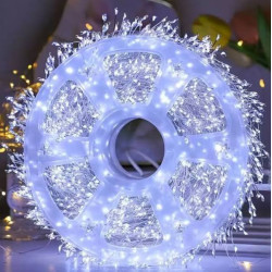 Гірлянда-Мішура 100 м 3000 LED Холодний Білий 220В На білому дроті