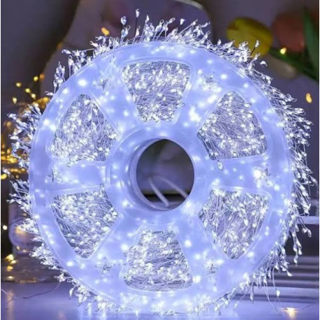 Гірлянда-Мішура 100 м 3000 LED Холодний Білий 220В На білому дроті